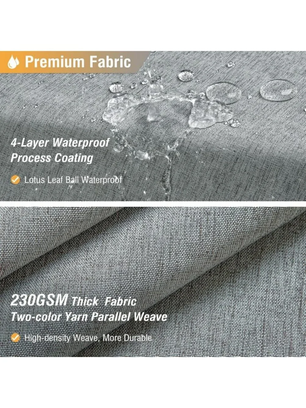 Waterproof Grey Linen Textured Shower Curtain Set, 72x72, Stylish Bathroom Decor